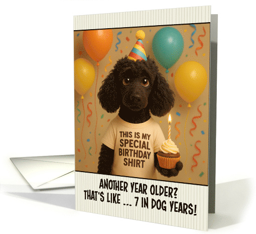 Happy Birthday Poodle Dog with T Shirt and Cupcake card (1924826)