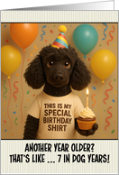 Happy Birthday Poodle Dog with T Shirt and Cupcake card