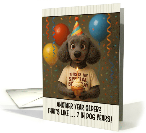 Happy Birthday Poodle Dog with T Shirt and Cupcake card (1924828)