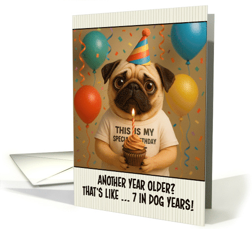 Happy Birthday Pug Dog with T Shirt and Cupcake card (1924832)
