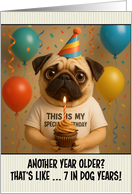 Happy Birthday Pug Dog with T Shirt and Cupcake card