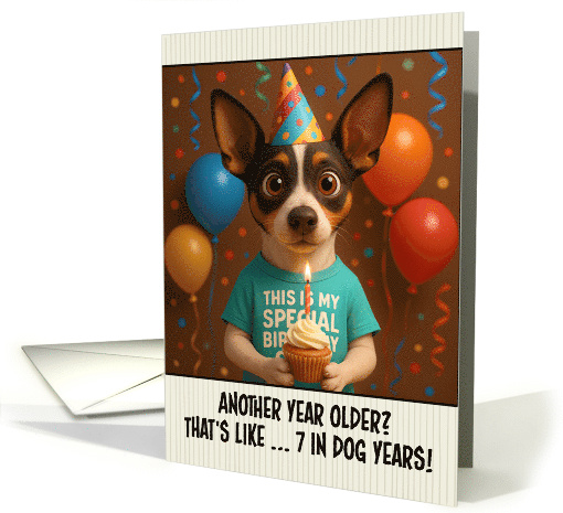 Happy Birthday Rat Terrier Dog with T Shirt and Cupcake card (1924838)