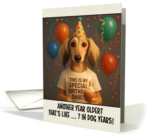 Happy Birthday Saluki Dog with T Shirt and Cupcake card (1924848)