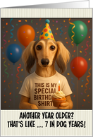 Happy Birthday Saluki Dog with T Shirt and Cupcake card