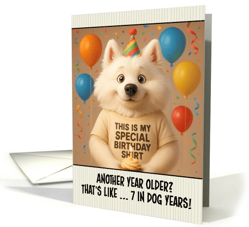 Happy Birthday Samoyed Dog with T Shirt and Cupcake card (1924850)