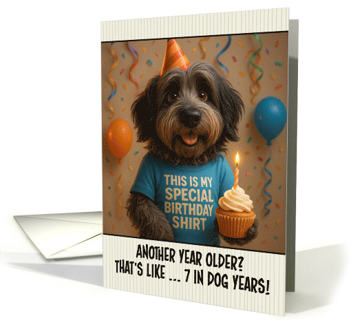 Happy Birthday Schapendoes Dog with T Shirt and Cupcake card (1924852)