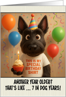 Happy Birthday Scottish Terrier Dog with T Shirt and Cupcake card