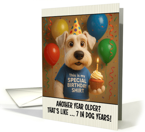 Happy Birthday Sealyham Terrier Dog with T Shirt and Cupcake card