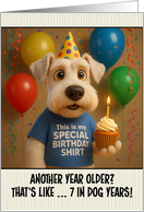 Happy Birthday Sealyham Terrier Dog with T Shirt and Cupcake card