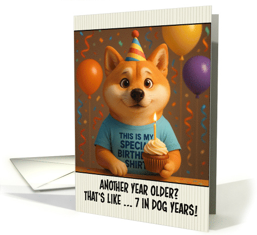 Happy Birthday Shiba Inu Dog with T Shirt and Cupcake card (1924868)