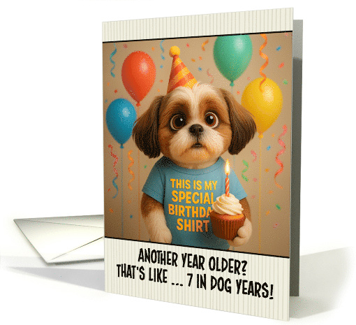 Happy Birthday Shih Tzu Dog with T Shirt and Cupcake card (1924870)