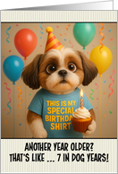 Happy Birthday Shih Tzu Dog with T Shirt and Cupcake card