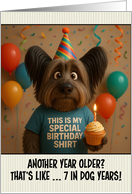 Happy Birthday Skye Terrier Dog with T Shirt and Cupcake card