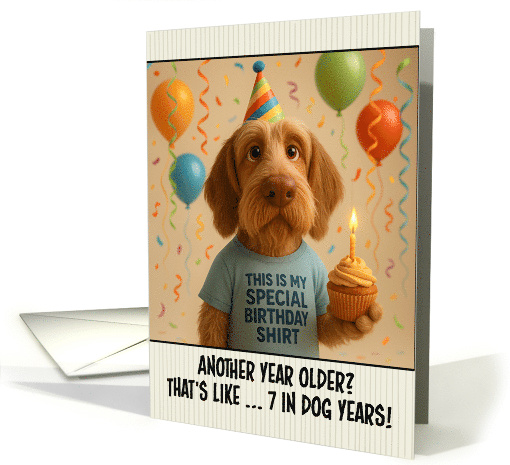 Happy Birthday Spinone Italiano Dog with T Shirt and Cupcake card