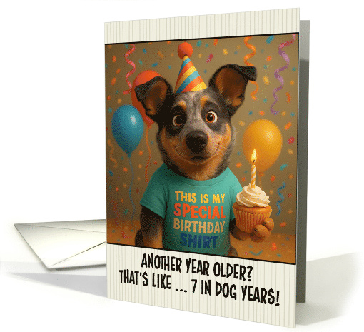 Happy Birthday Texas Heeler Dog with T Shirt and Cupcake card