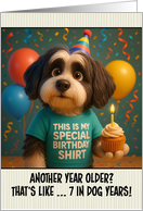 Happy Birthday Tibetan Terrier Dog with T Shirt and Cupcake card