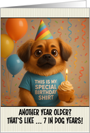 Happy Birthday Tibetan Spaniel Dog with T Shirt and Cupcake card