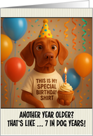 Happy Birthday Vizsla Dog with T Shirt and Cupcake card