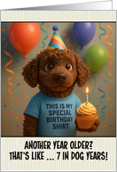 Happy Birthday Water Dog with T Shirt and Cupcake card