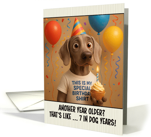 Happy Birthday Weimaraner Dog with T Shirt and Cupcake card (1924906)