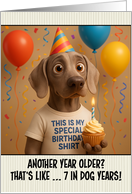 Happy Birthday Weimaraner Dog with T Shirt and Cupcake card