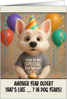 Happy Birthday West Highland White Terrier with T Shirt and Cupcake card