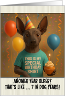 Happy Birthday Xoloitzcuintli Dog with T Shirt and Cupcake card