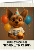 Happy Birthday Yorkshire Terrier Dog with T Shirt and Cupcake card