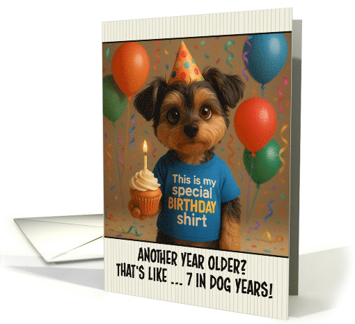 Happy Birthday Yorkipoo Dog with T Shirt and Cupcake card (1924922)