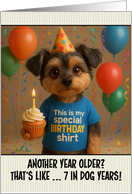 Happy Birthday Yorkipoo Dog with T Shirt and Cupcake card