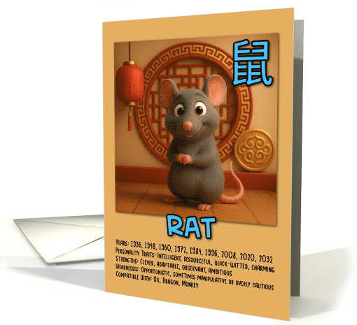 Happy Birthday Chinese Zodiac Rat card (1925624)