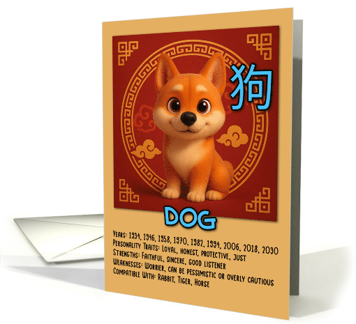 Happy Birthday Chinese Zodiac Dog card (1926042)
