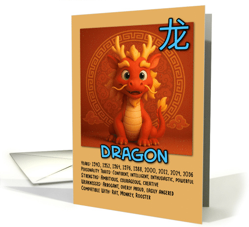 Happy Birthday Chinese Zodiac Dragon card (1926044)