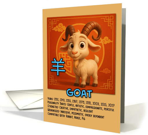 Happy Birthday Chinese Zodiac Goat card (1926046)