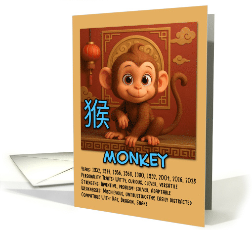 Happy Birthday Chinese Zodiac Monkey card (1926050)