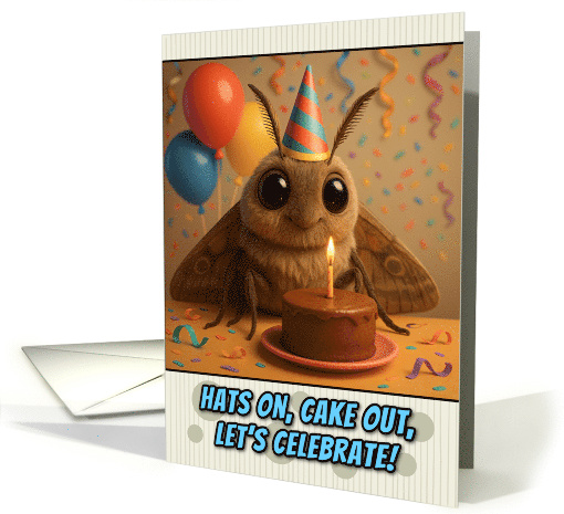 Happy Birthday Moth with Party Hat and Birthday Cake card (1926118)