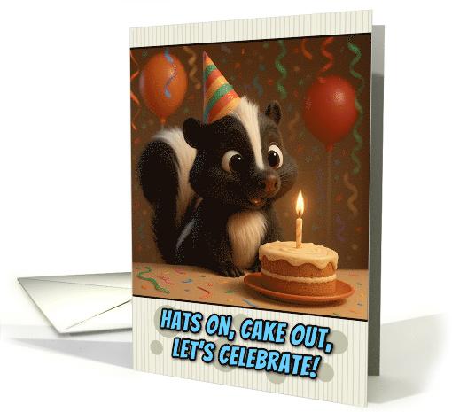 Happy Birthday Skunk with Party Hat and Birthday Cake card (1926414)