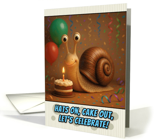 Happy Birthday Snail with Party Hat and Birthday Cake card (1926418)