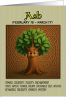Happy Birthday Celtic Tree Zodiak Ash card