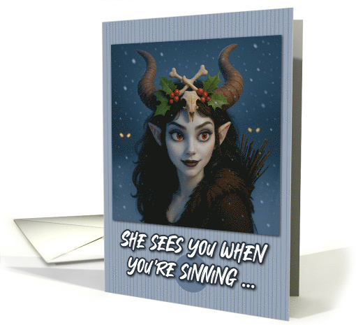 Krampus Night Winter Goddess Lady Krampus in the Snow card (1928506)