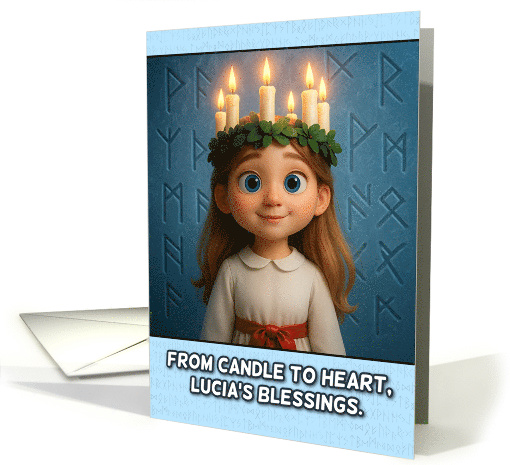 St Lucia Day Pagan Lucia with Candle Crown and Runes card (1928526)