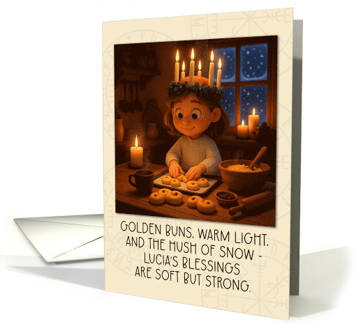 St Lucia Day Domestic Lucia with Candle Crown Baking Lussekatter card