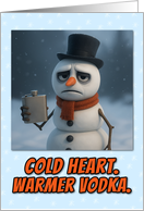 Anti Christmas Melancholy Snowman with Flask card