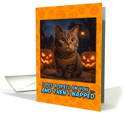 Manx Cat Halloween with Carved Pumpkins card (1929184)
