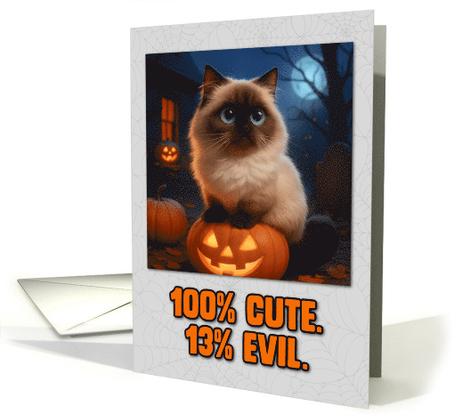 Himalayan Cat Halloween with Carved Pumpkins card (1929216)
