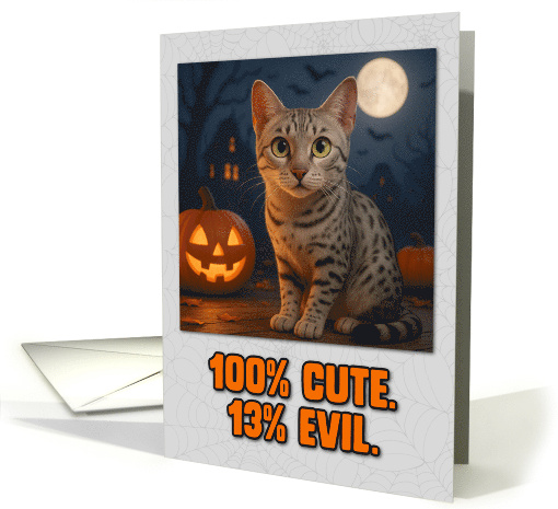 Egyptian Mau Cat Halloween with Carved Pumpkins card (1929218)
