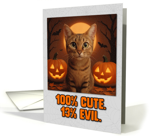 Chausie Cat Halloween with Carved Pumpkins card (1929220)