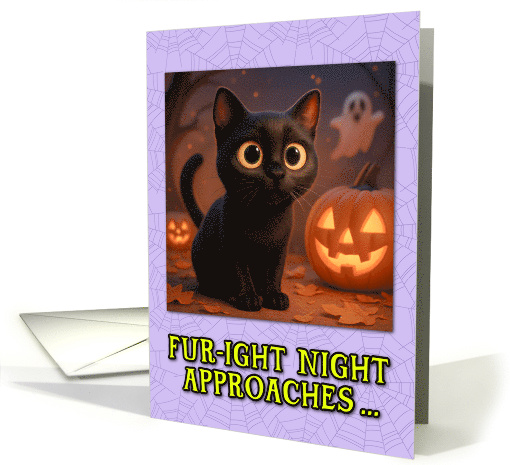 Bombay Cat Halloween with Carved Pumpkins card (1929306)