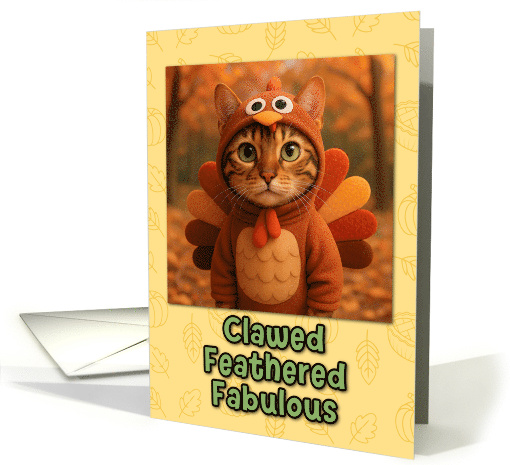 Bengal Cat in Turkey Suit Thanksgiving Autumn Forrest card (1929406)