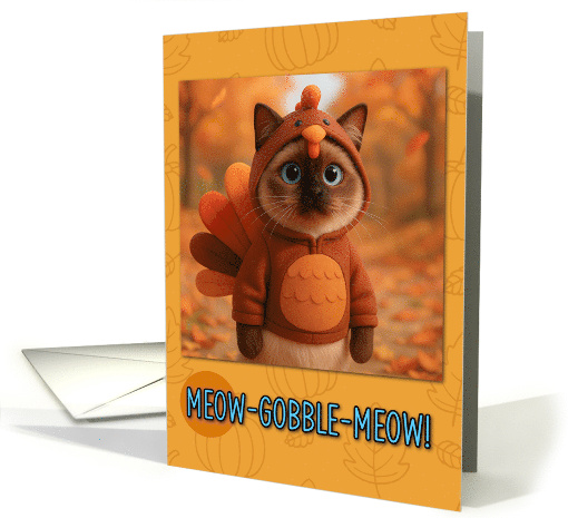 Birman Cat in Turkey Suit Thanksgiving Autumn Forrest card (1929690)